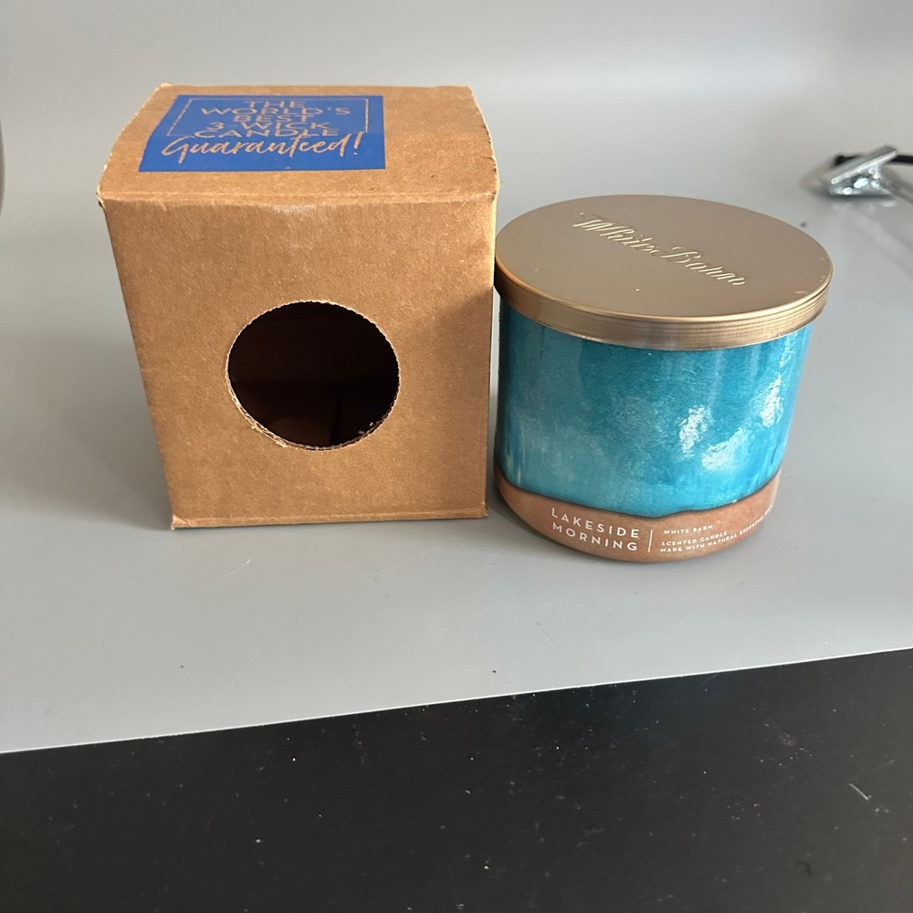 Bath & Body Works White Barn Lakeside Morning 3-Wick Scented Candle with Box